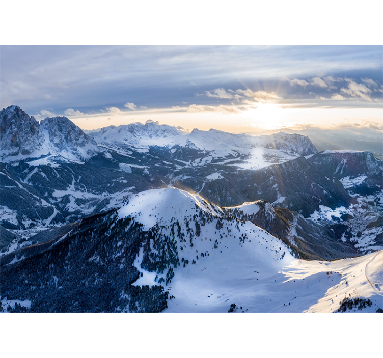 Alpine Sunrise Panorama mountain wall mural - TenStickers