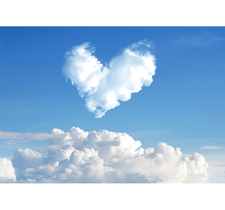 Love wall mural heart-shaped clouds - TenStickers