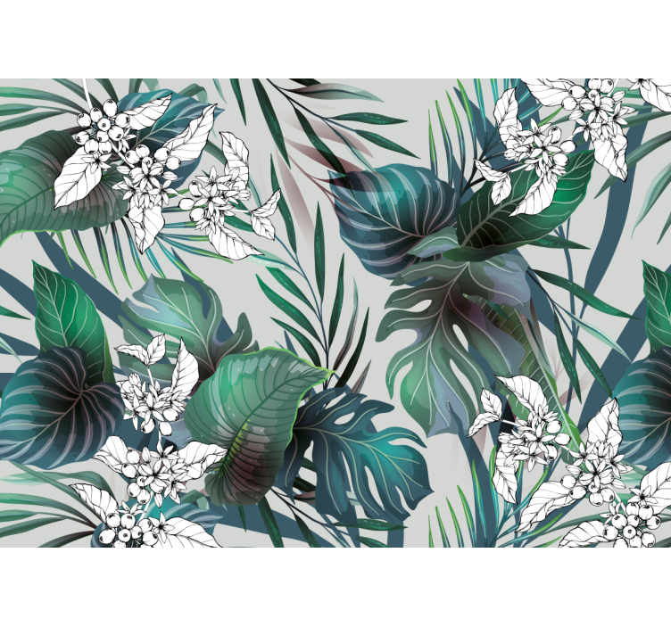 Nature wall mural tropical foliage art - TenStickers