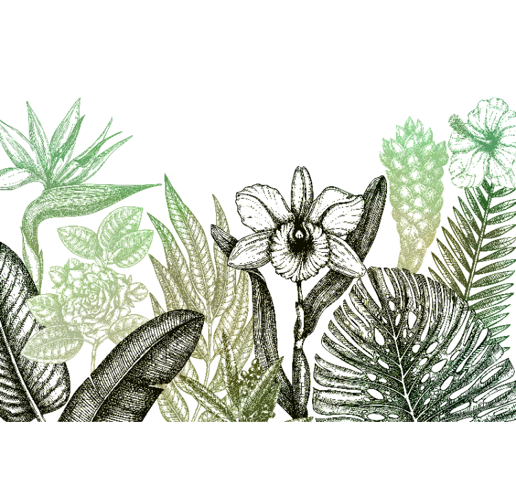 Flowers wall mural botanical floral design - TenStickers