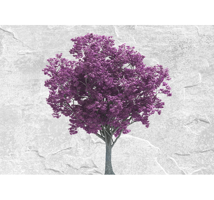 Flowers wall mural purple tree blossoms - TenStickers