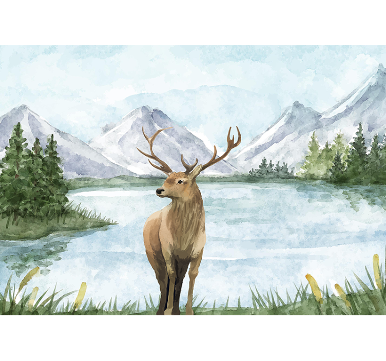 Wall mural animals majestic elk landscape - TenStickers