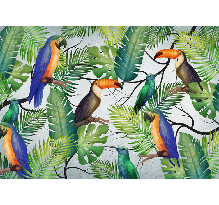 Wall mural animals tropical birds design - TenStickers
