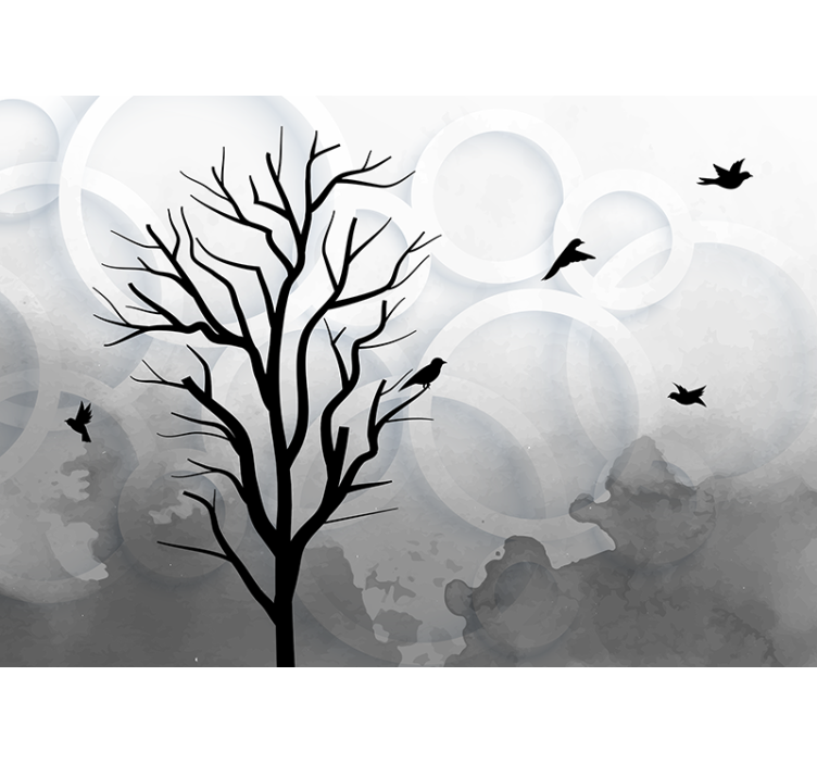 Silhouette Tree Birds trees wall mural - TenStickers