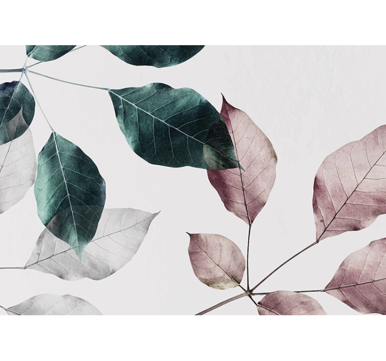 Nature wall mural elegant leaf design - TenStickers