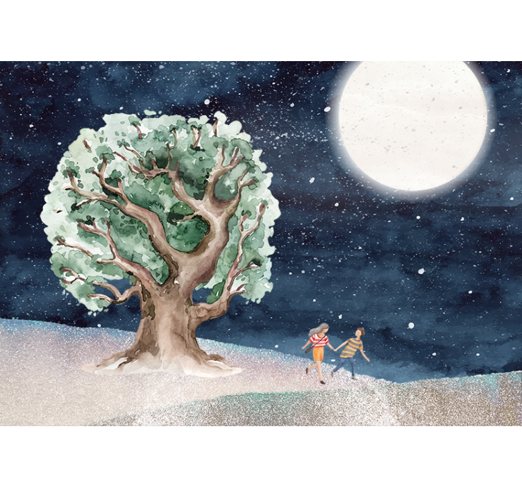 Nature wall mural moonlit tree adventure - TenStickers