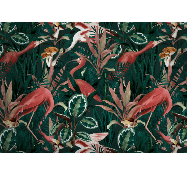 Flamingos in Foliage wall mural animals - TenStickers