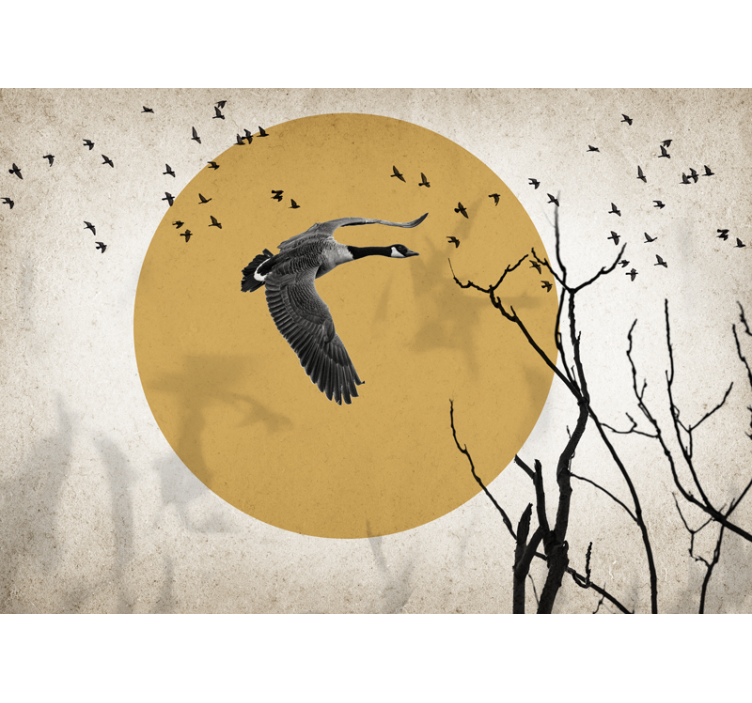 Wall mural animals flying goose silhouette - TenStickers