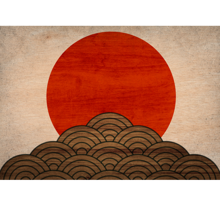 Wall mural animals red sun waves - TenStickers