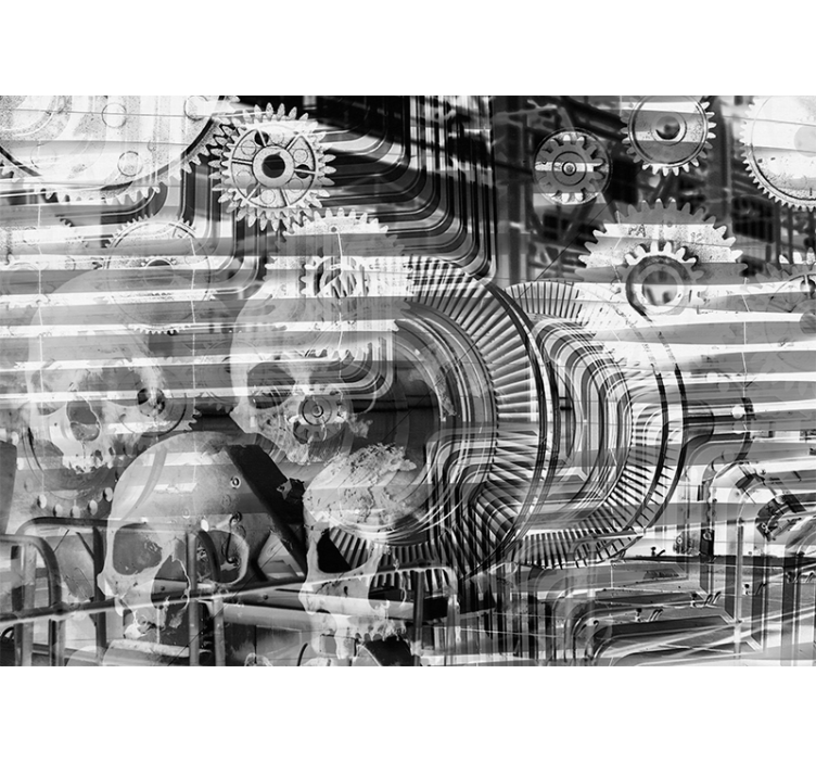Abstract mural wallpaper mechanical skull design - TenStickers