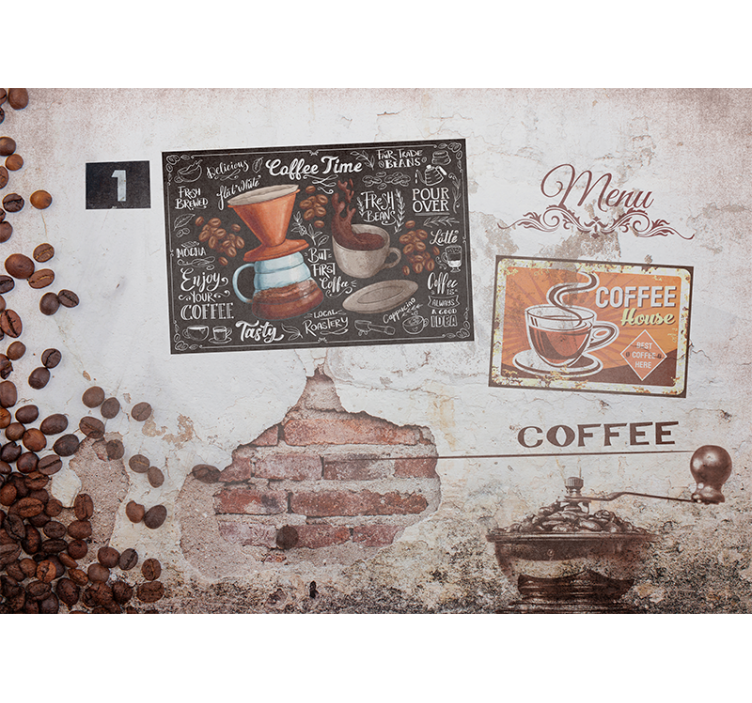 Wall mural text coffee time menu - TenStickers