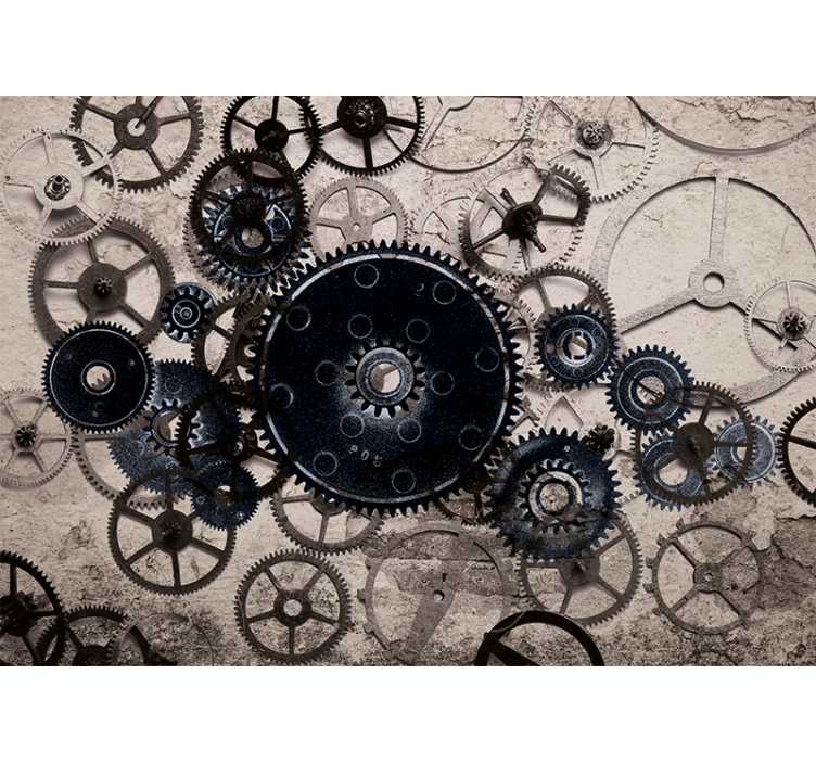 Wall mural pattern mechanical gear design - TenStickers