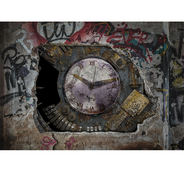 Urban art wall mural rusty clock design - TenStickers