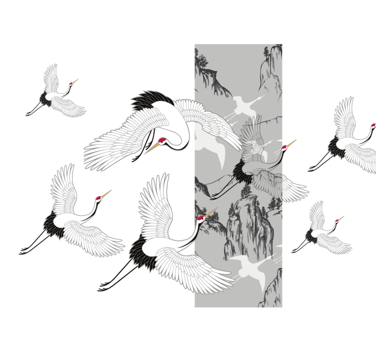 Wall mural animals flying cranes design - TenStickers