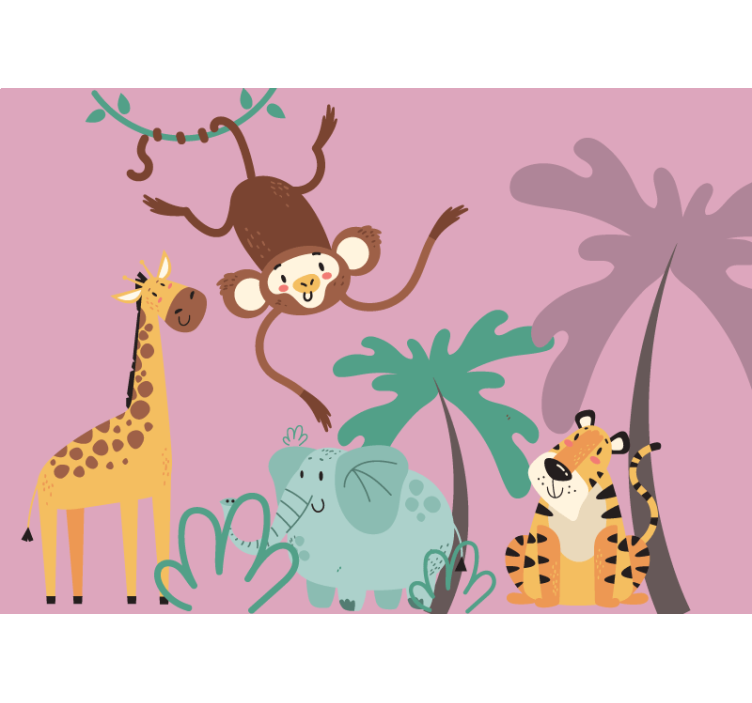 Wall mural animals playful jungle companions - TenStickers