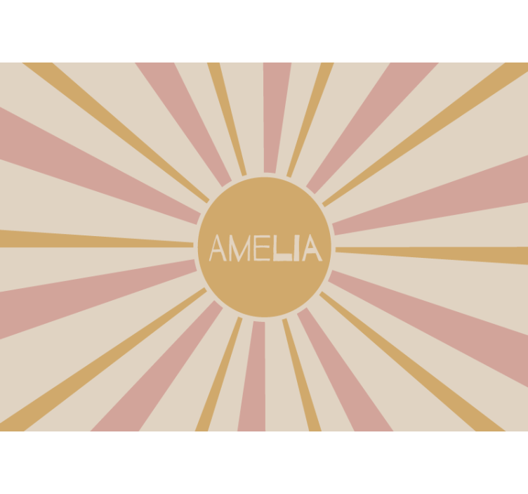 Wall mural text sunburst personalized name - TenStickers