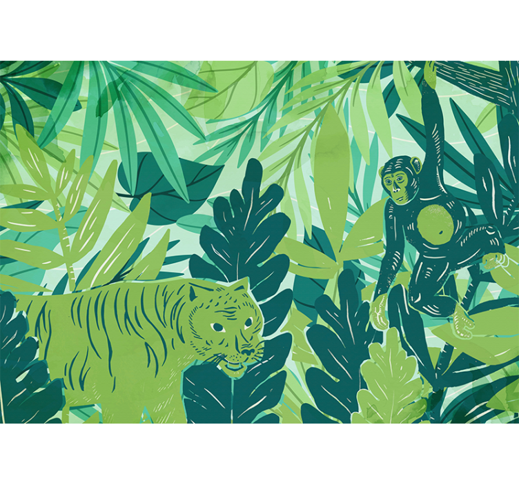 Wall mural jungle tropical animal journey - TenStickers