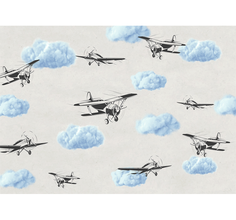 Automotive wall murals flying vintage planes - TenStickers