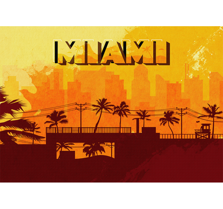 Wall mural city miami skyline at sunset - TenStickers