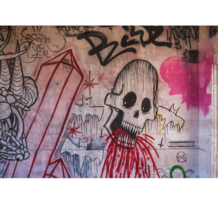 Urban art wall mural skull and bats design - TenStickers