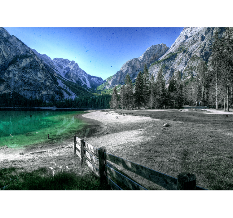 Landscape wall mural mountainous lake tranquility - TenStickers