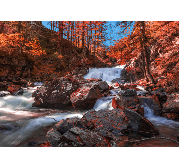 Cascading rocky stream mountain wall mural - TenStickers
