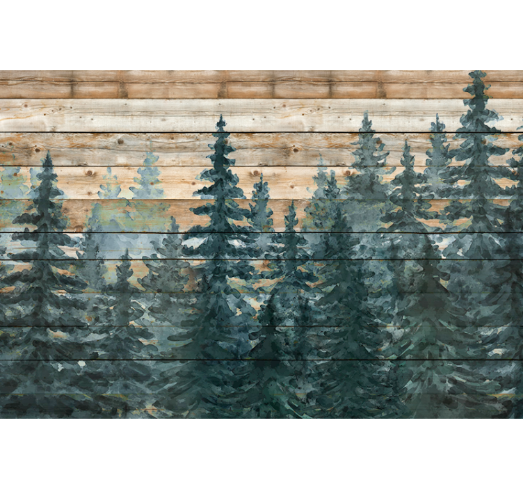 Serene pine forest living room wall mural - TenStickers