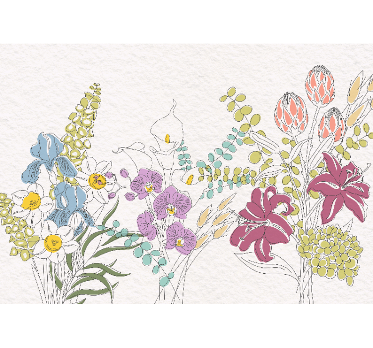Fleurs dessinées Wall mural - TenStickers
