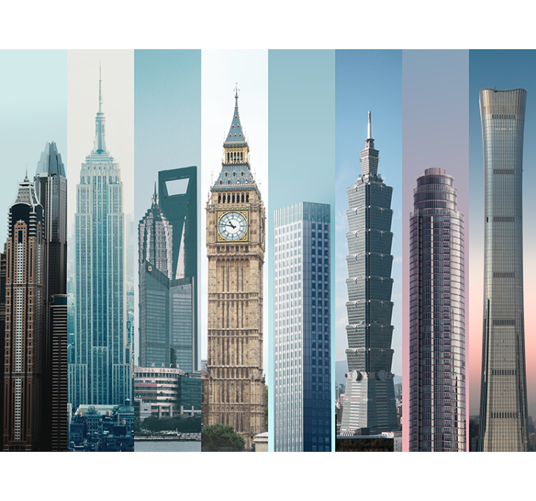 City buildings wall mural wallpaper - TenStickers