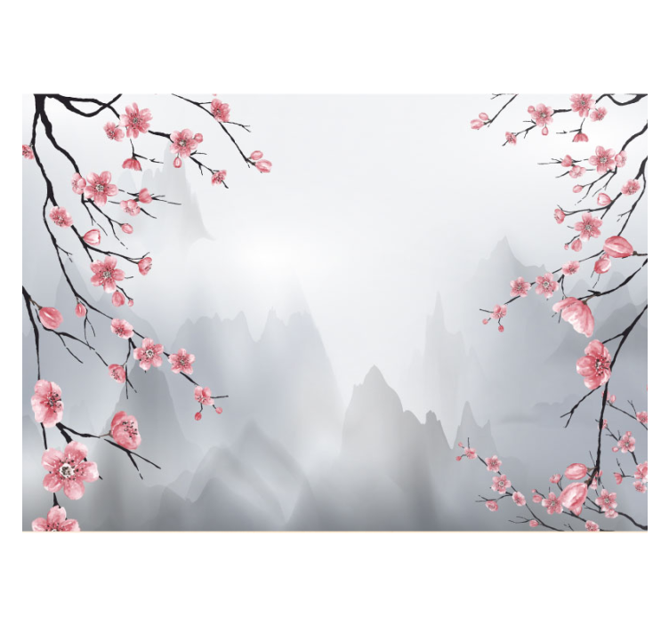 Cherry blossom japanese view Mountain mural - TenStickers