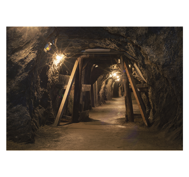 Old wooden gold mine picture living room mural - TenStickers