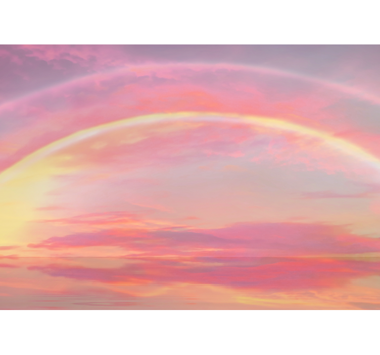Pink sky with rainbow children's wall mural - TenStickers