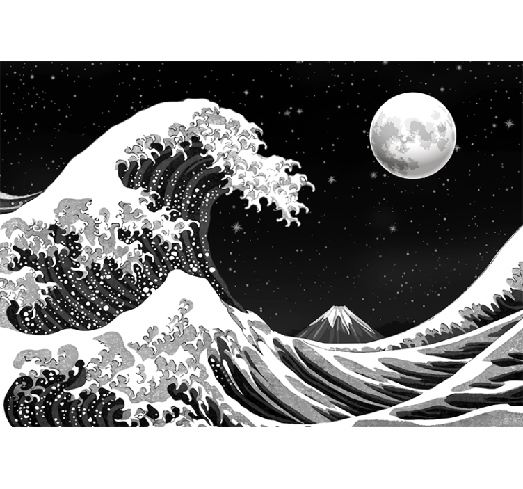 japanese kanagawa wave by night Classic Art Wall Mural - TenStickers