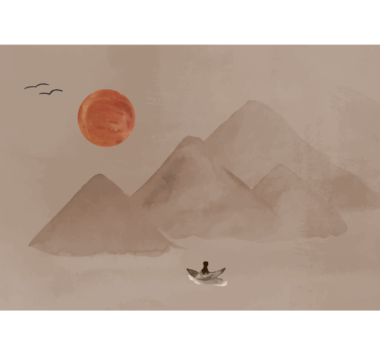 Japanese atmosphere terracotta wall mural - TenStickers