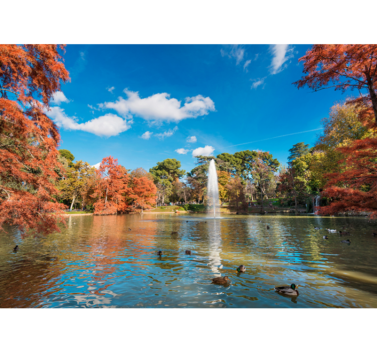Fall Lakeside View lake mural wallpaper - TenStickers