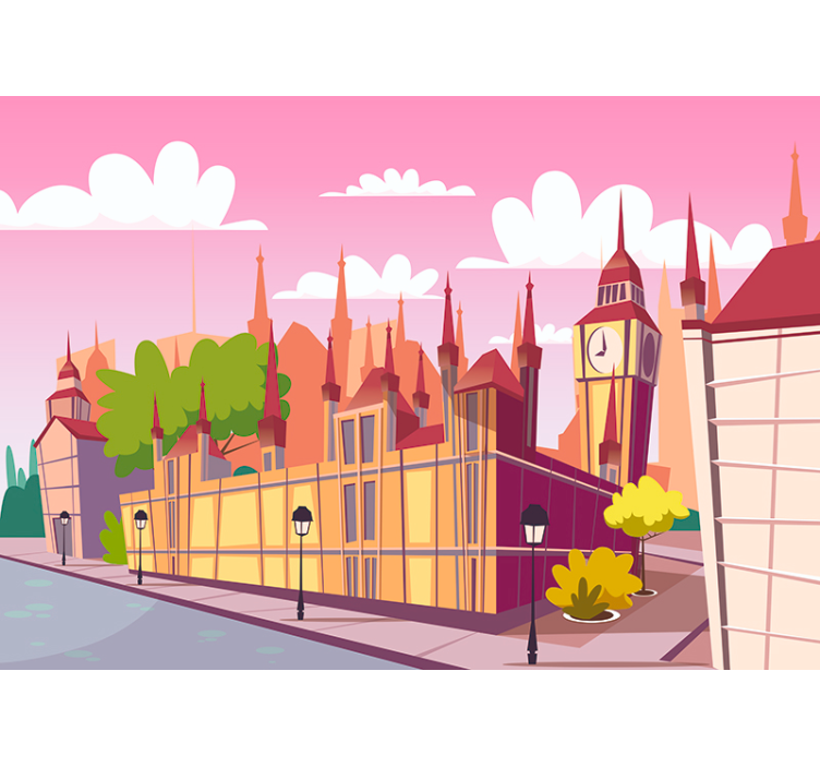 Cartoon Cityscape london wall mural - TenStickers