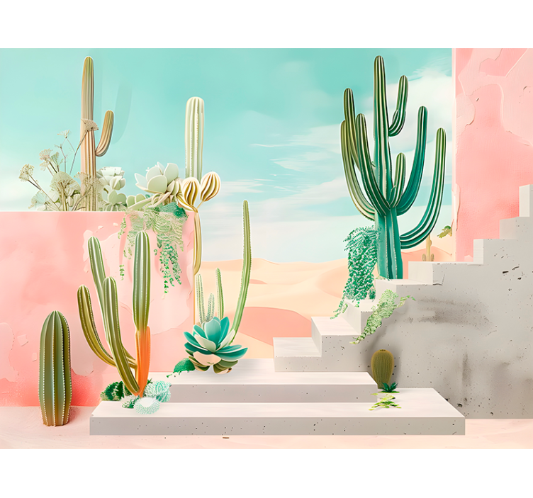 Scenic cactus landscape desert wall mural - TenStickers