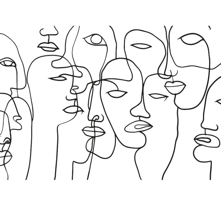 Minimalist face pattern abstract mural wallpaper - TenStickers