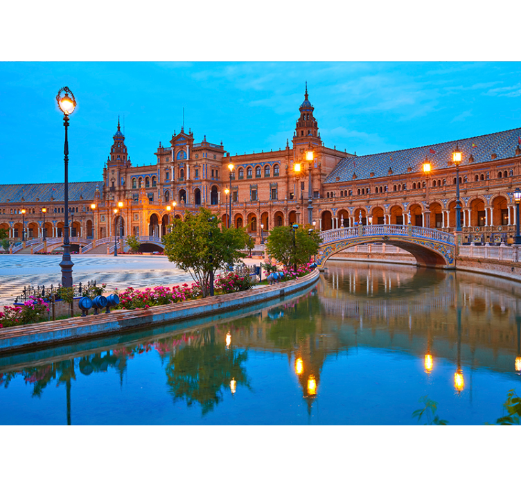 Spanish Plaza Night other wall mural city - TenStickers