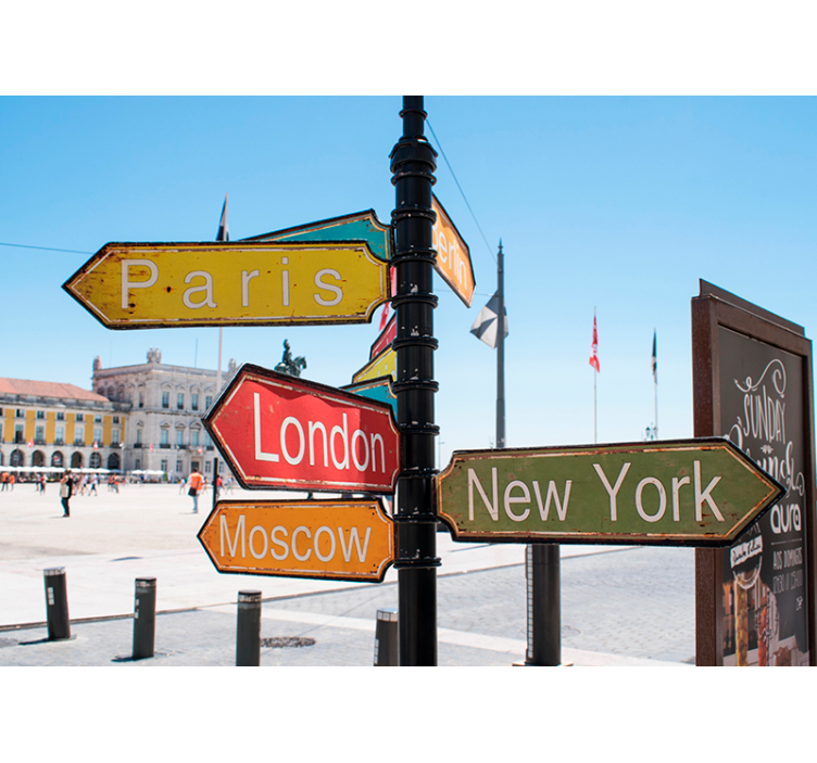 Travel Direction Signpost other wall mural city - TenStickers