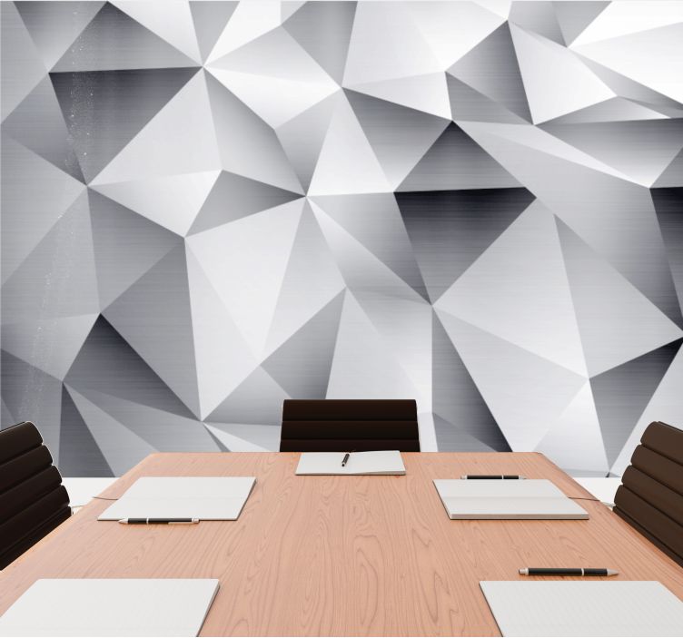 3d mural wallpaper with geometric patterned facets - TenStickers