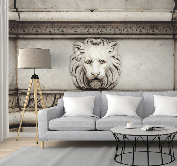 3D stone lion Classic Art Wall Mural - TenStickers