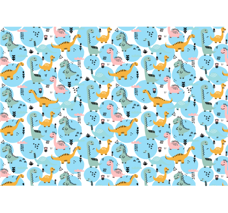 Blue Dinosaur Pattern wall mural nursery - TenStickers