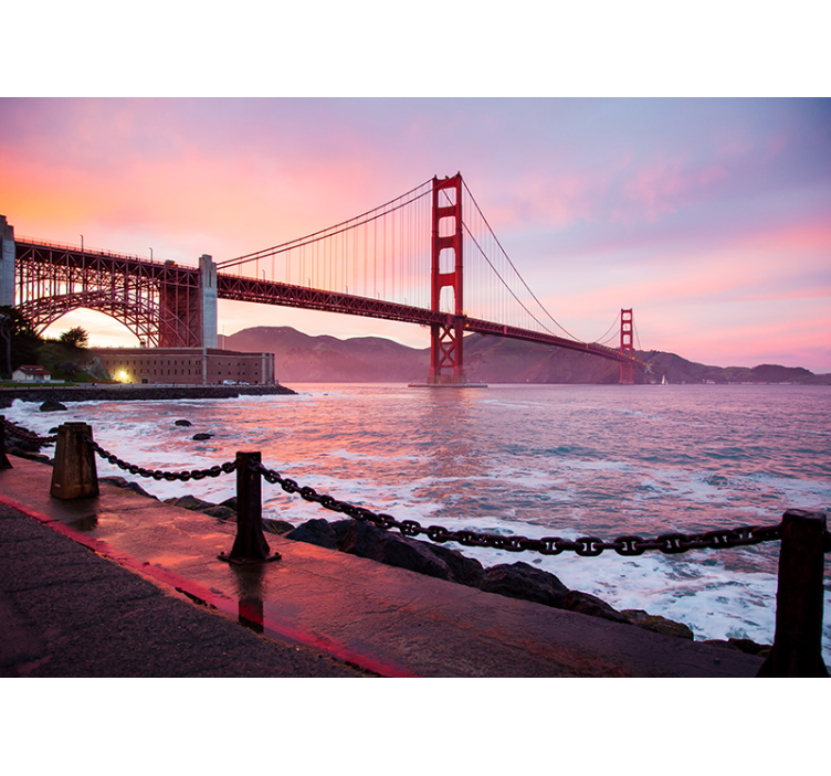 Pink Golden Gate wall mural - TenStickers