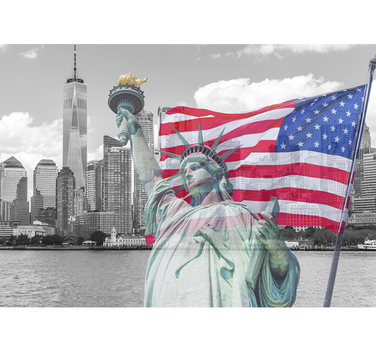 Statue Freedom Skyline new york wall mural - TenStickers