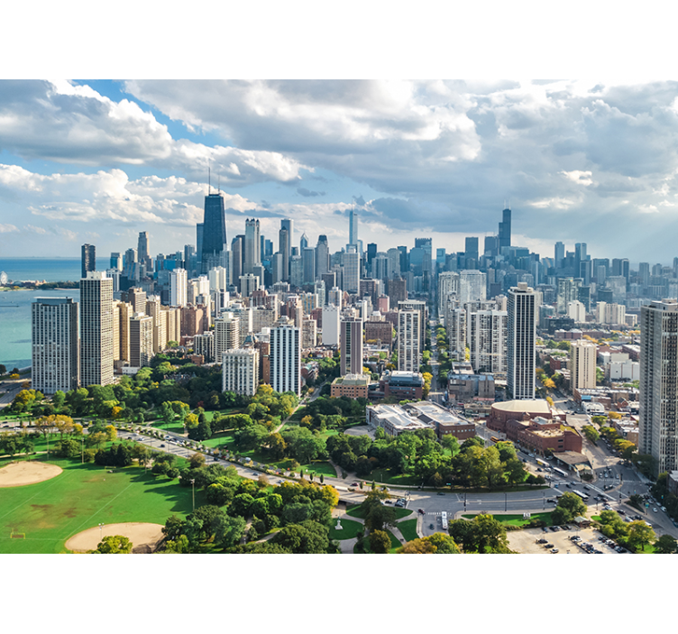 Skylines of Chicago wall mural city - TenStickers