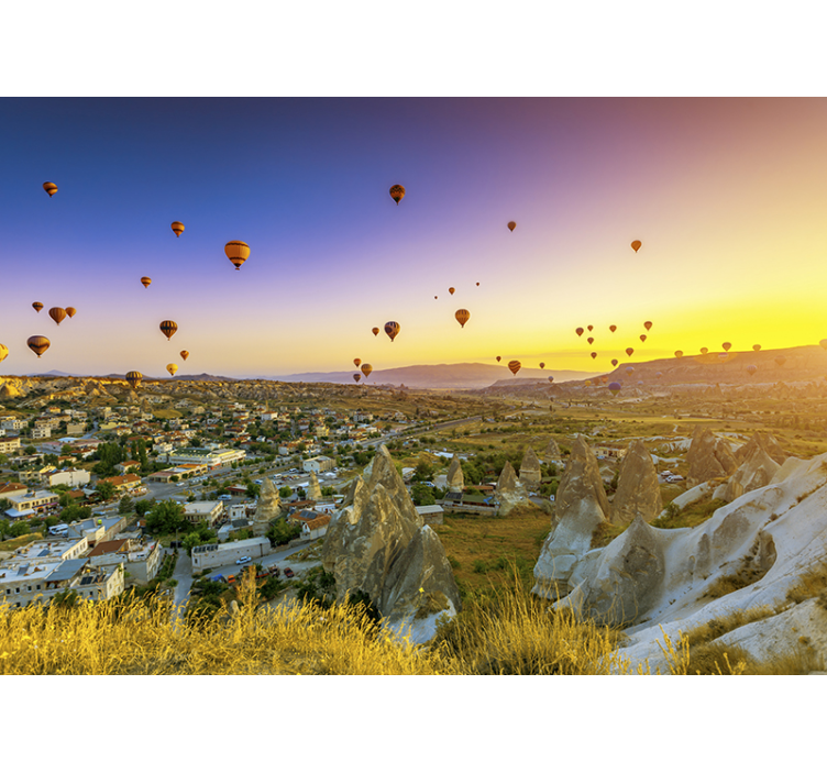 Hot air balloons over Cappadocia wall mural - TenStickers