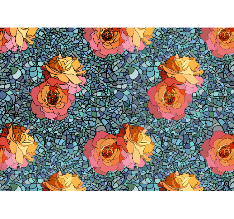 Abstract rose mosaic flower photomural - TenStickers