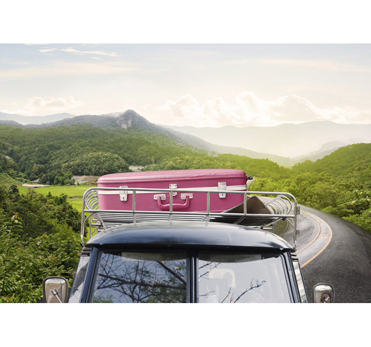 On the road car vintage wall mural - TenStickers