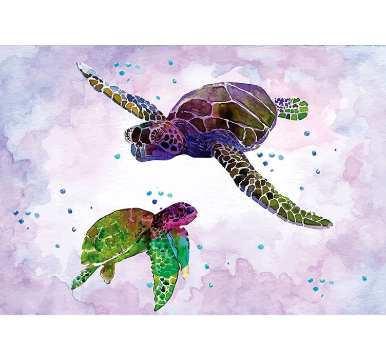 Wall mural animals colorful sea turtle - TenStickers